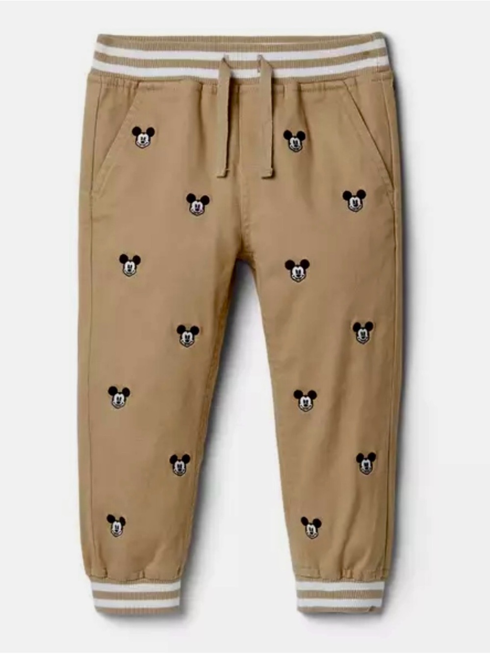 Janie and Jack Khaki Mickey Embroidered Joggers Sz: 5-12 months